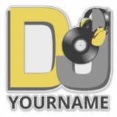 名前をカスタムするミュージックDJ シール (正面)