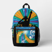 名前をカスタムするミュージックDJ プリントバックパック (正面)