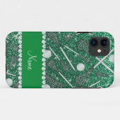 名前をカスタムするミントグリーングリッターラクロススティック Case-Mate iPhoneケース (裏面(横))