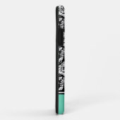 名前をカスタムするミント白黒ダマスク Case-Mate iPhoneケース (裏面/右)