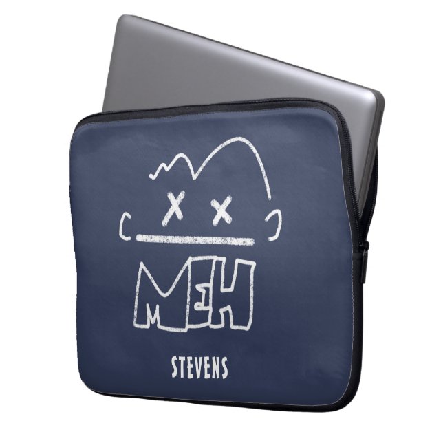 名前をカスタムするメおもしろい顔絵文字 ラップトップスリーブ (正面左)