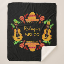 名前をカスタムするメキシコイラストレーション投げ毛布 シェルパブランケット