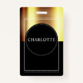 名前をカスタムするメタリック金ゴールドブラックバッジ バッジ (正面)