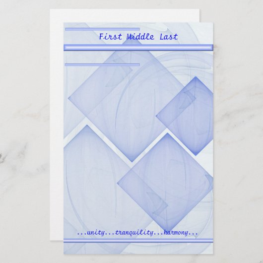 名前をカスタムするメッセージジオメトリブルー抽象芸術 便箋 (正面/裏面)