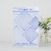 名前をカスタムするメッセージジオメトリブルー抽象芸術 便箋 (スタンド正面)