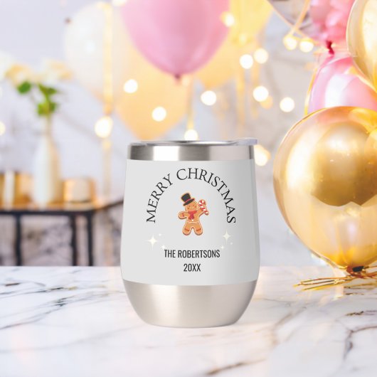 名前をカスタムするメリークリスマスジンジャーブレッドマングレー (バチェラーパーティー)