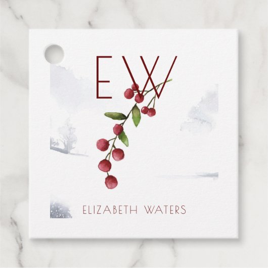 名前をカスタムするメリークリスマスベリーメッセージカード フェイバータグ (正面)