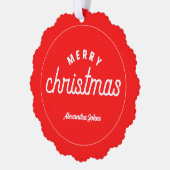 名前をカスタムするメリークリスマス紙オーナメントツリー オーナメントカード (左)