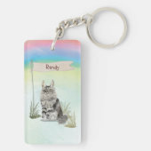 名前をカスタムするメーヌクーンキャットペット キーホルダー (裏面)