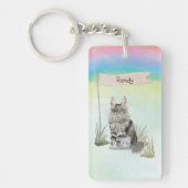 名前をカスタムするメーヌクーンキャットペット キーホルダー (正面)