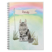 名前をカスタムするメーヌクーンキャットペット ノートブック (正面)