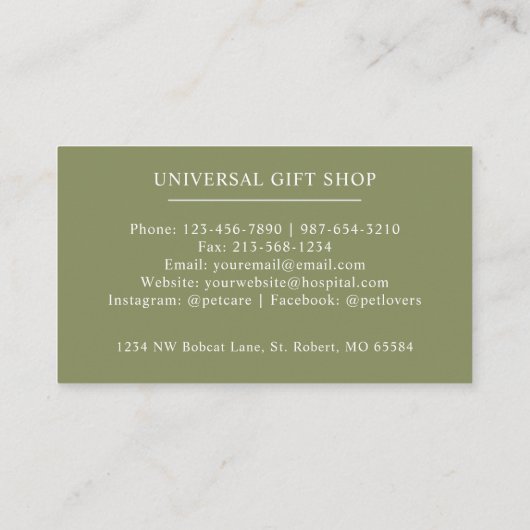 名前をカスタムするモスサージオリーブグリーンホワイトモノグラム 名刺 (裏面)