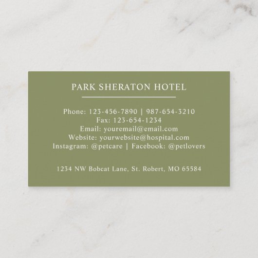 名前をカスタムするモスサージオリーブグリーンホワイトモノグラム 名刺 (裏面)