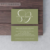 名前をカスタムするモスサージオリーブグリーンホワイトモノグラム 名刺
