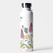 名前をカスタムするモダンの結婚野花（白） ウォーターボトル (左面)