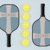 名前をカスタムするモダンクリスチャンクロス男らしブルー ピックルボールラケット