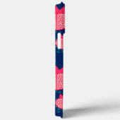 名前をカスタムするモダンザクロ模様ネイビーブルー Case-Mate iPhoneケース (裏面 / 右)