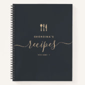 名前をカスタムするモダンスエレガントクリプトレシピ ノートブック (正面)