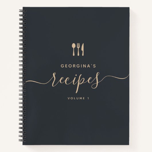 名前をカスタムするモダンスエレガントクリプトレシピ ノートブック (正面)