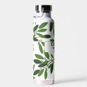 名前をカスタムするモダンス結婚オリーブブランチグリーン ウォーターボトル (右面)