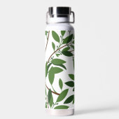 名前をカスタムするモダンス結婚オリーブブランチグリーン ウォーターボトル (背面)