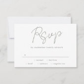 名前をカスタムするモダンズセージグリーンホワイト結婚ズ 出欠カード (正面)