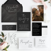 名前をカスタムするモダンズホワイト&ブラックザ結婚ーズ 招待状