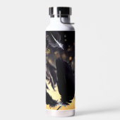 名前をカスタムするモダンズ結婚ブラックゴールデンフェザー ウォーターボトル (左面)