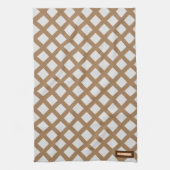 名前をカスタムするモダントレンディー模様ホワイトブラウンシック キッチンタオル (縦)