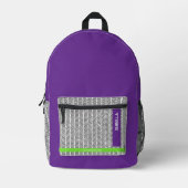名前をカスタムするモダンパープル | カスタマイズ プリントバックパック (正面)