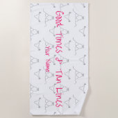 名前をカスタムするモダンビキニ ビーチタオル (正面)