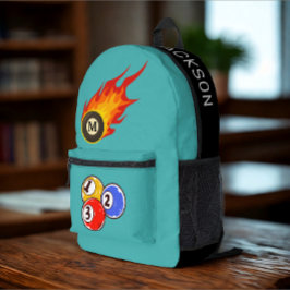 名前をカスタムするモダンビリヤード燃焼球 プリントバックパック