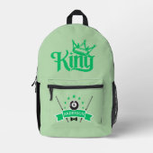 名前をカスタムするモダンビリヤード王 プリントバックパック (正面)