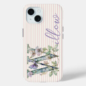 名前をカスタムするモダンフローラバタフライイニシャルパープル Case-Mate iPhoneケース (裏面)