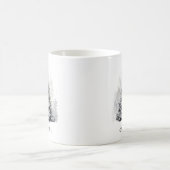 名前をカスタムするモダンブラック&ホワイトのクリスマスツリー コーヒーマグカップ (中央)