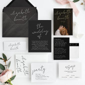 名前をカスタムするモダンホワイト&ブラック結婚ザ・オブ 招待状