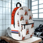 名前をカスタムするモダンマンガのホッケー選手のラブサイン プリントバックパック