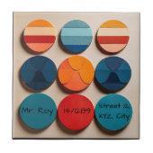 名前をカスタムするモダンミッドセンチュリー幾何学模様 タイル (正面)