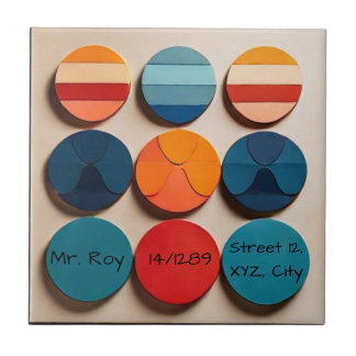 名前をカスタムするモダンミッドセンチュリー幾何学模様 タイル