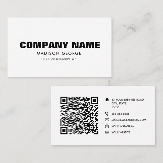 名前をカスタムするモダンミニマルSNS QRコード 名刺 (正面/裏面)