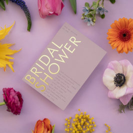 名前をカスタムするモダンムーヴパープル金ゴールドブライダルシャワー 箔招待状