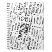 名前をカスタムするモダンワードアート独自の単語を追加 ノートブック (正面)