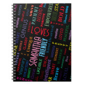 名前をカスタムするモダンワードアート独自の単語を追加 ノートブック (正面)