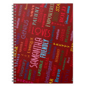 名前をカスタムするモダンワードアート独自の単語を追加 ノートブック (正面)