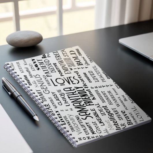 名前をカスタムするモダンワードアート独自の単語を追加 ノートブック