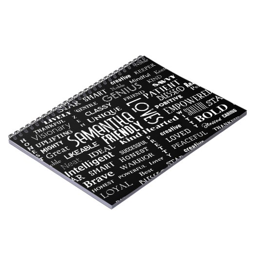 名前をカスタムするモダンワードアート独自の単語を追加 ノートブック (左側)