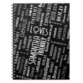 名前をカスタムするモダンワードアート独自の単語を追加 ノートブック (正面)