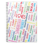 名前をカスタムするモダンワードアート独自の単語を追加 ノートブック (正面)