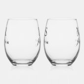 名前をカスタムするモダン日エレガント結婚氏 ステムなしワイングラス (左)