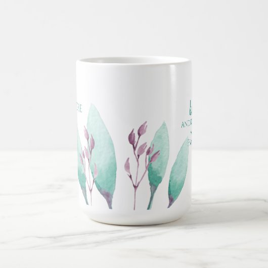 名前をカスタムするモダン水彩詩篇46:10節 コーヒーマグカップ (中央)